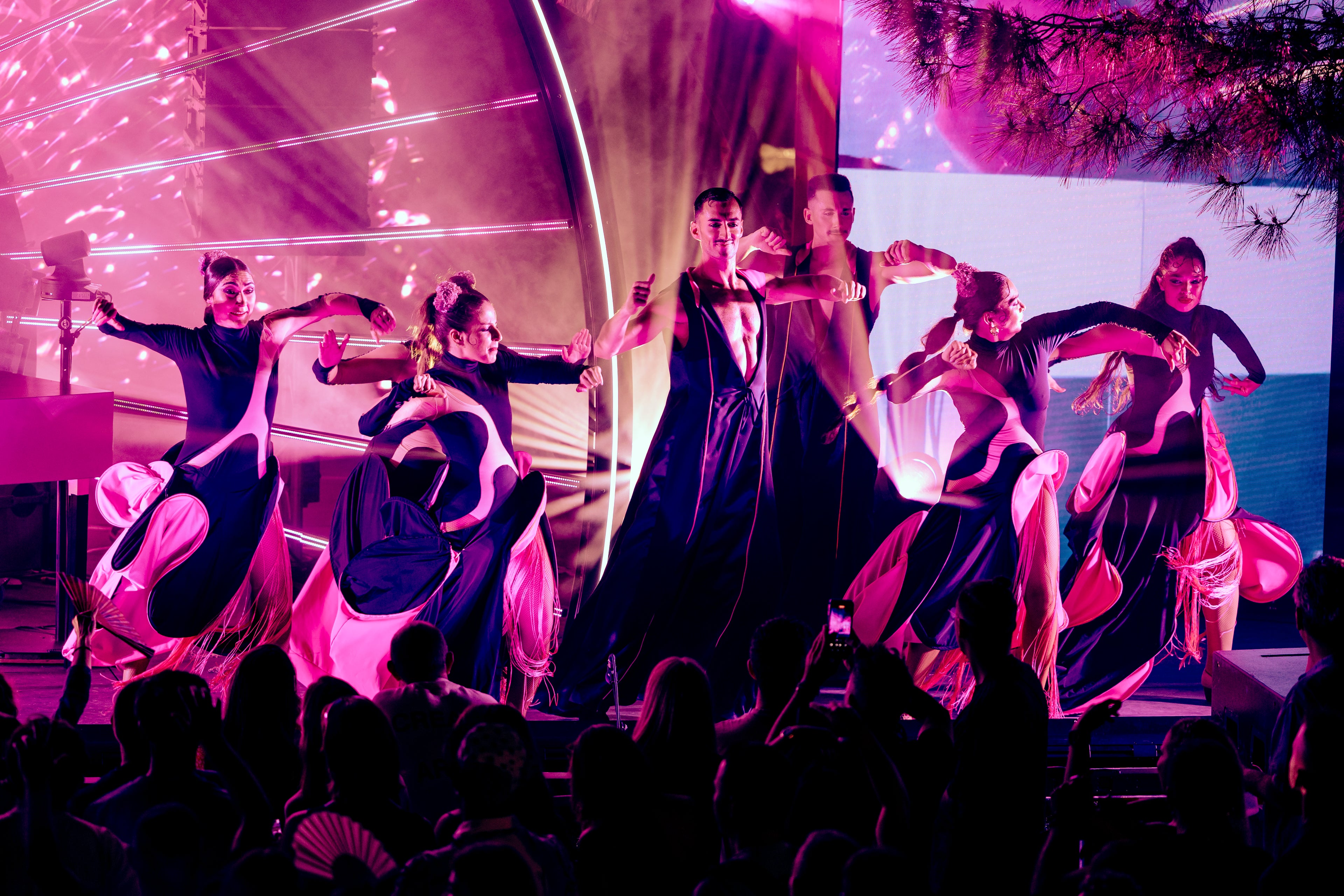 Dancers at electronic fusion festival on stage